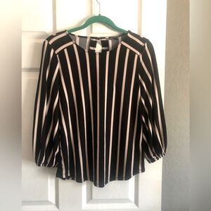 Adrianna Papell black and pink stripped Top. Size S